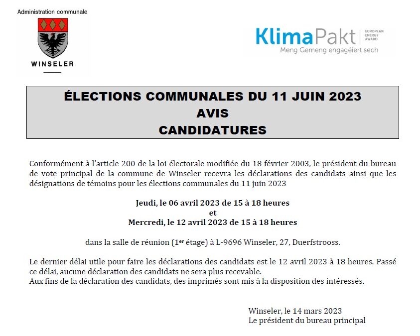 Candidatures élections communales 2023