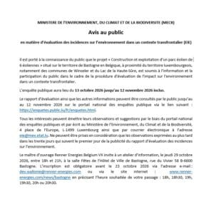 « Implantation d’un parc de 6 éoliennes » à Wardin